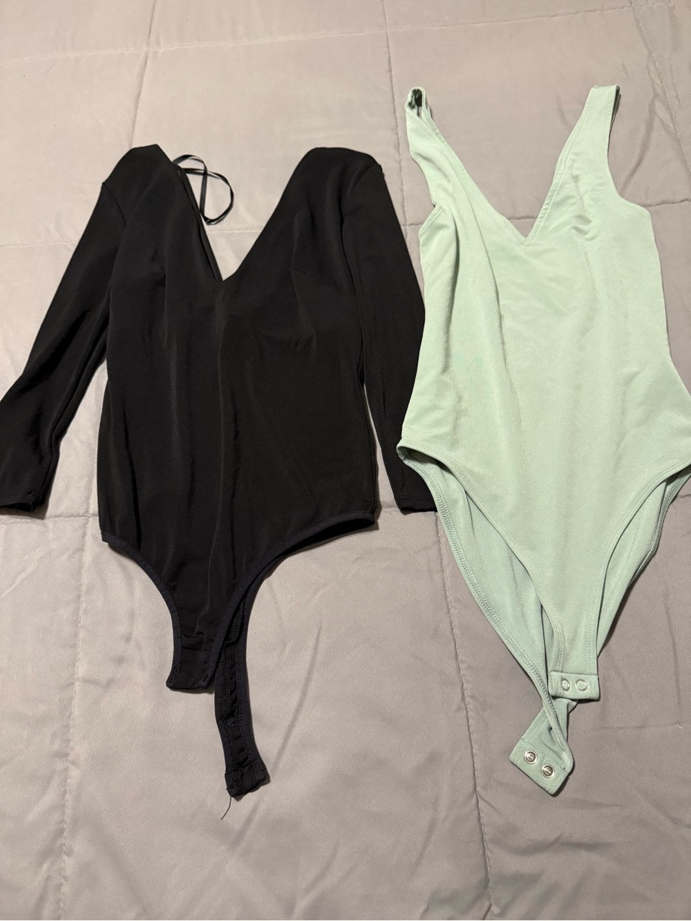 Bebe Black and Forever 21 Mint Scoop Neck One-Piece Bodysuits